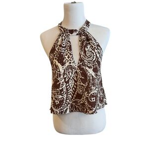 Zara Brown and Cream Paisley Halter Top